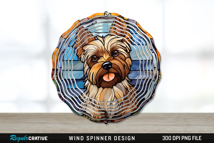 Stained Glass Yorkshire Terrier Dog Wind Spinner Sublimation example image 1