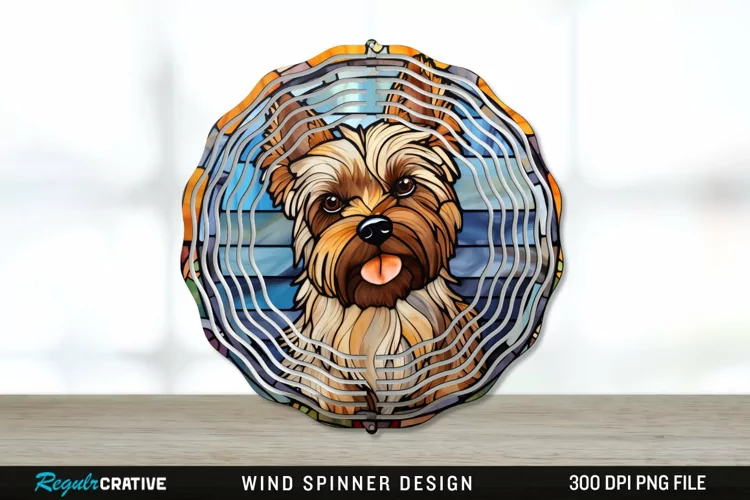 Stained Glass Yorkshire Terrier Dog Wind Spinner Sublimation