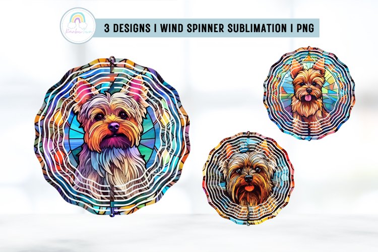 Stained Glass Yorkshire Terrier Wind Spinner Sublimation example image 1