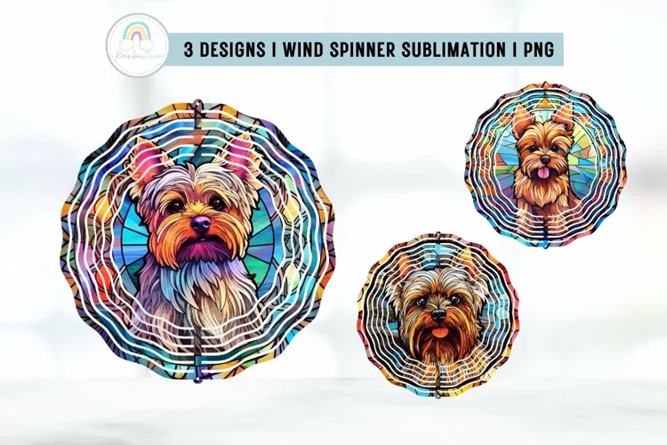 Stained Glass Yorkshire Terrier Wind Spinner Sublimation
