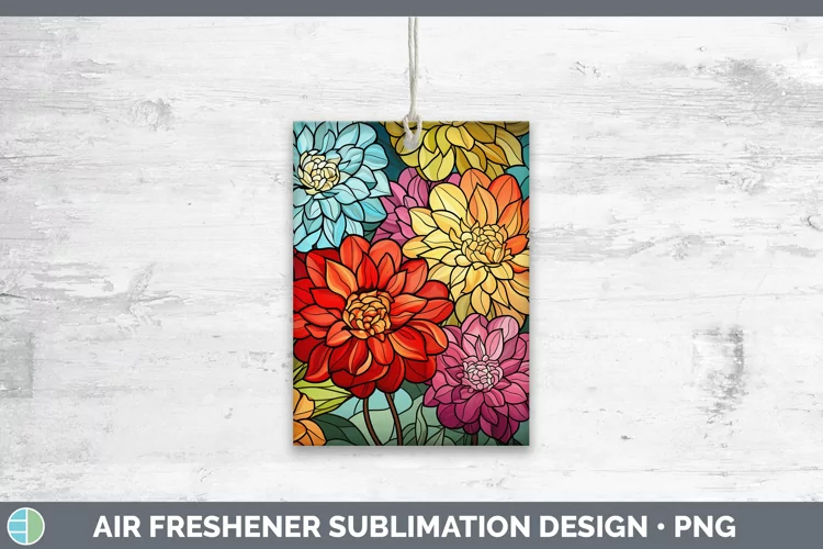 Stained Glass Zinnia Air Freshener Sublimation Car Freshener