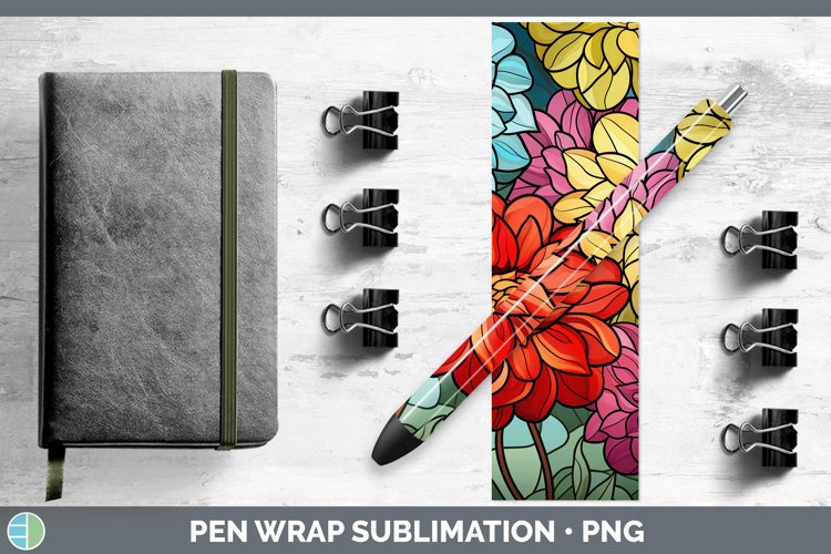 Stained Glass Zinnia Pen Wrap Sublimation Epoxy Pen Designs