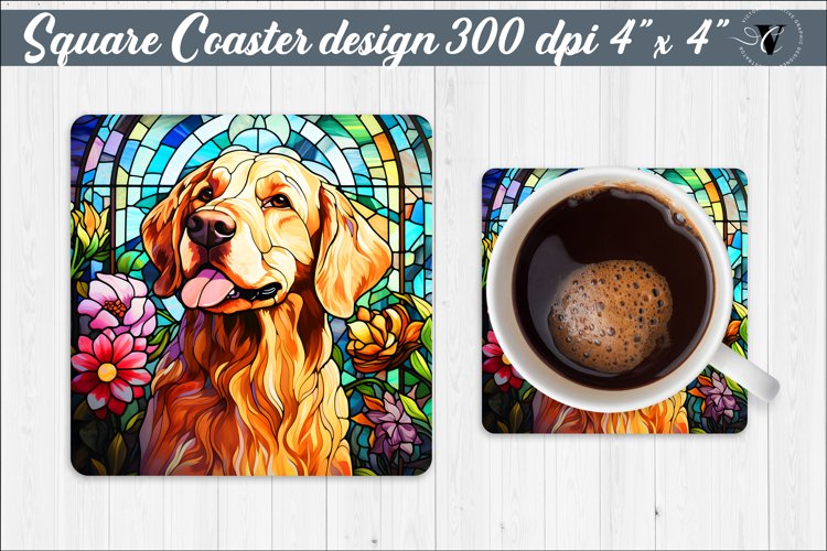 Square Coaster png | Stained glass sublimation example image 1