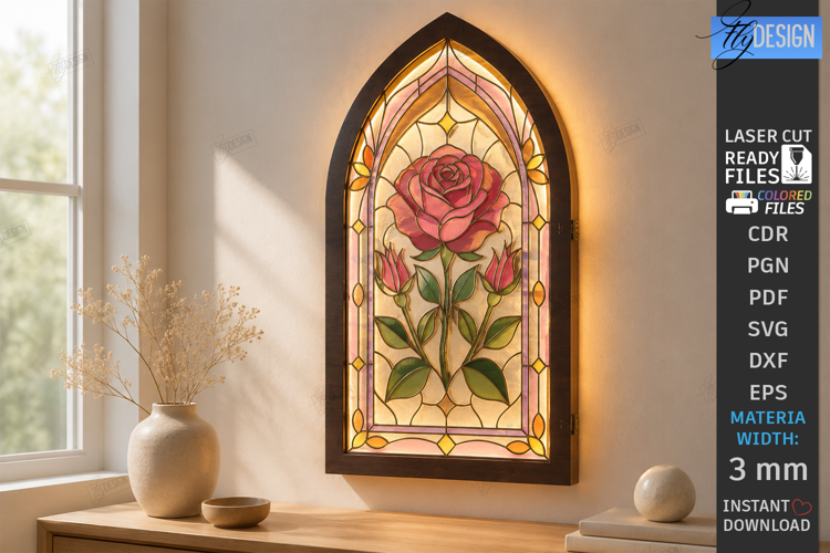 Faux Stained Glass Wall Art Laser Cut |Cathedral Arch Window