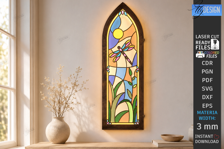 Faux Stained Glass Wall Art Laser Cut |Cathedral Arch Window