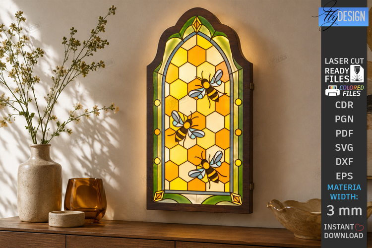 Faux Stained Glass Wall Art Laser Cut |Cathedral Arch Window