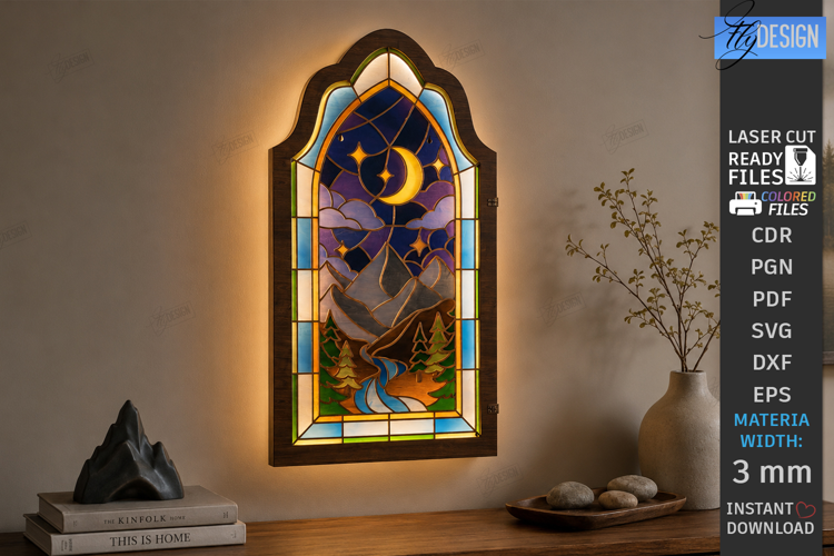 Faux Stained Glass Wall Art Laser Cut |Cathedral Arch Window