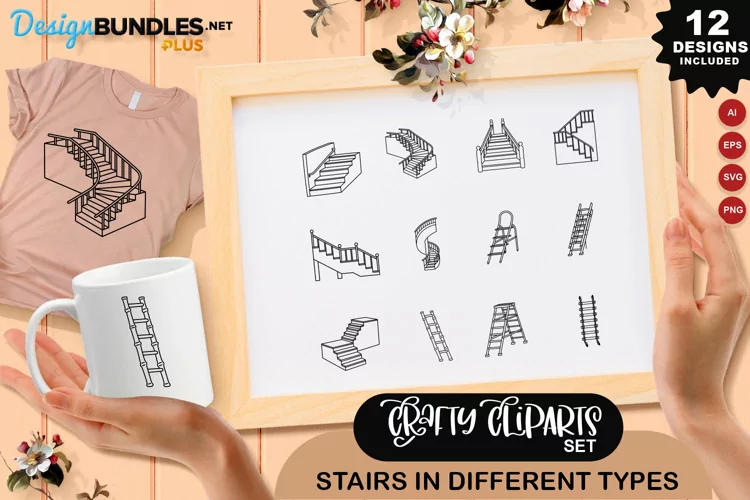 Stairs In Different Types Clipart Set