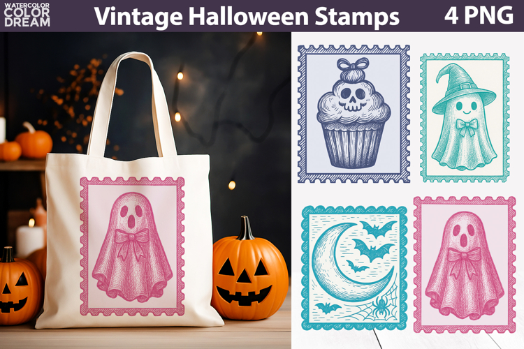 Vintage Halloween Postage Stamp | Spooky Clipart