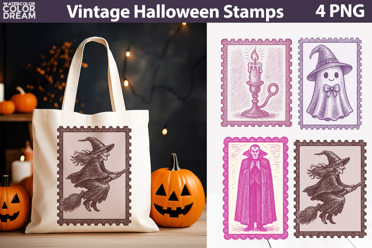 Vintage Halloween Postage Stamp | Spooky Clipart