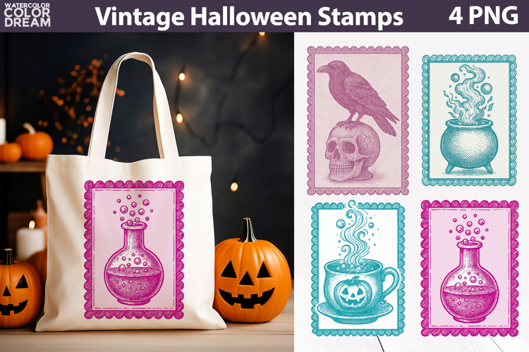 Vintage Halloween Postage Stamp | Spooky Clipart