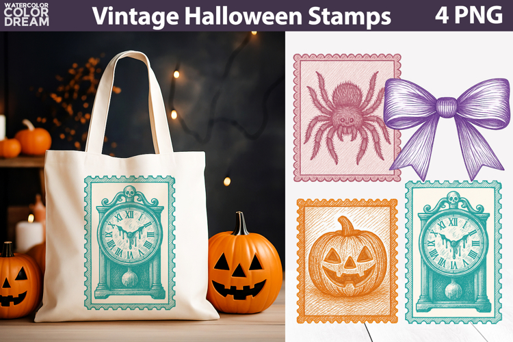 Vintage Halloween Postage Stamp | Spooky Clipart