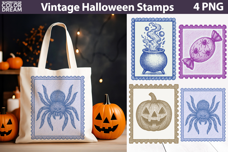 Vintage Halloween Postage Stamp | Spooky Clipart