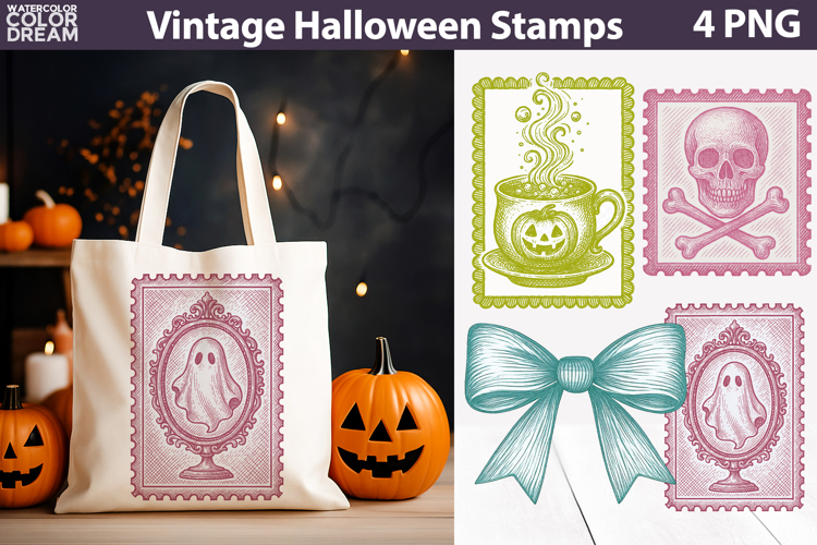 Vintage Halloween Postage Stamp | Spooky Clipart