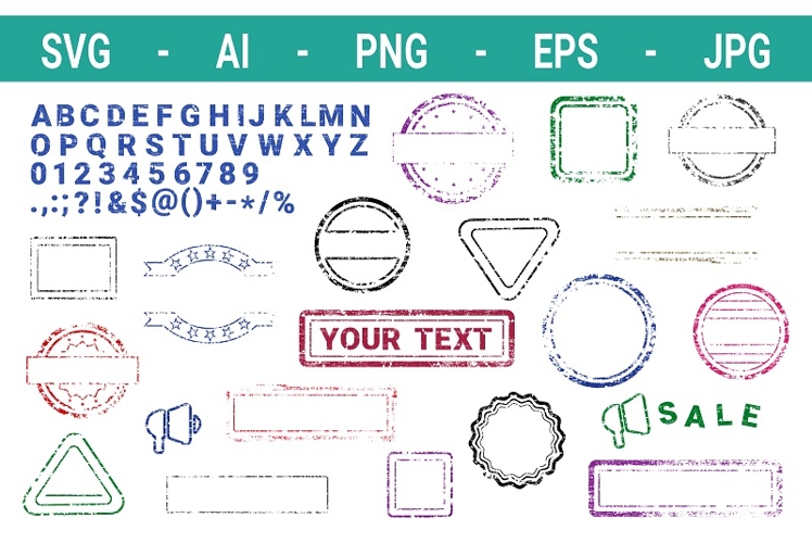 Grungy Letters and Frames to Create your own Stamps