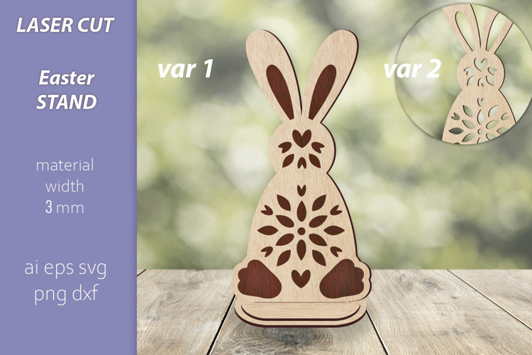Easter bunny stand laser cut, Flowers ornament engrave