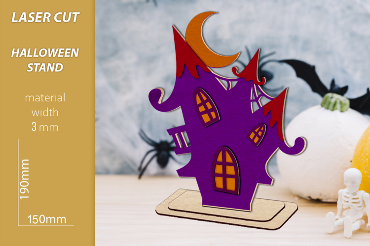 Halloween haunted house stand laser cut, Decoration svg