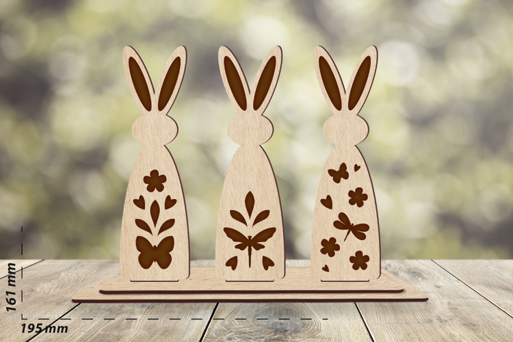 Easter bunny decoration, Wooden stand laser cut Engrave