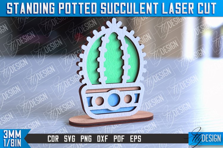 Standing Potted Succulent | Decorative Succulent | Laser Cut