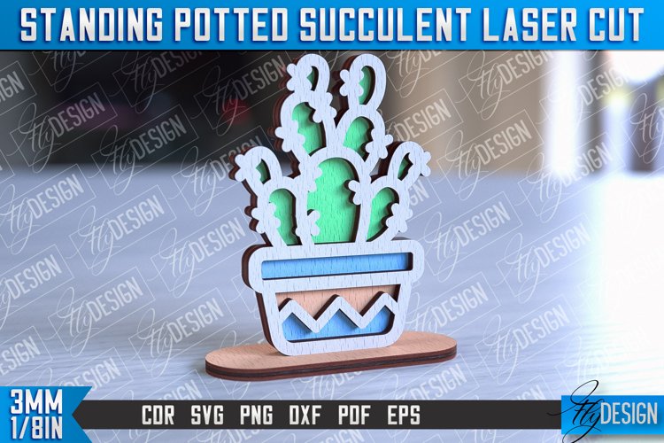 Standing Potted Succulent | Decorative Succulent | Laser Cut
