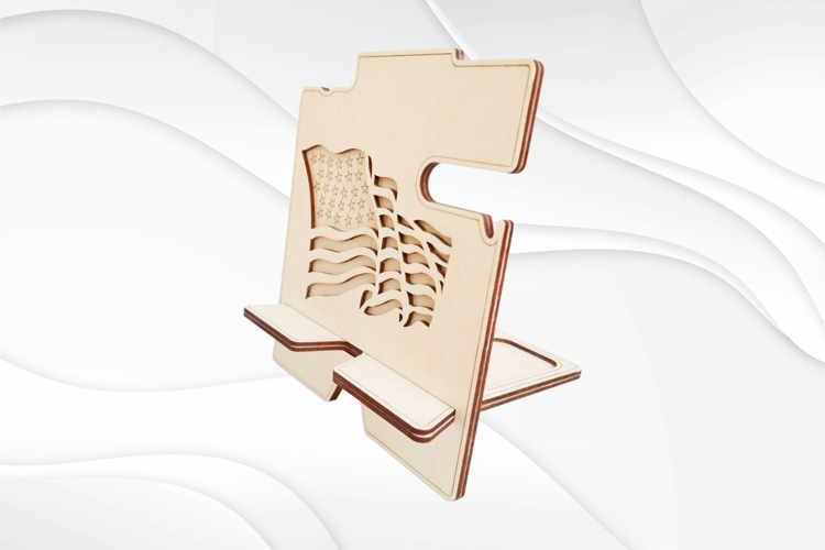 Stand holder for phone with USA flag, svg dxf laser design