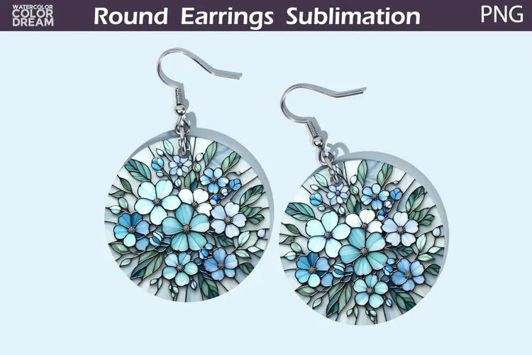 Wildflowers Round Earrings | Flowers Stained Glass Earrings