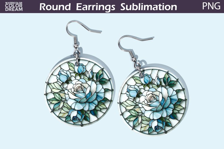 Roses Round Earrings | Flowers Stained Glass Earrings