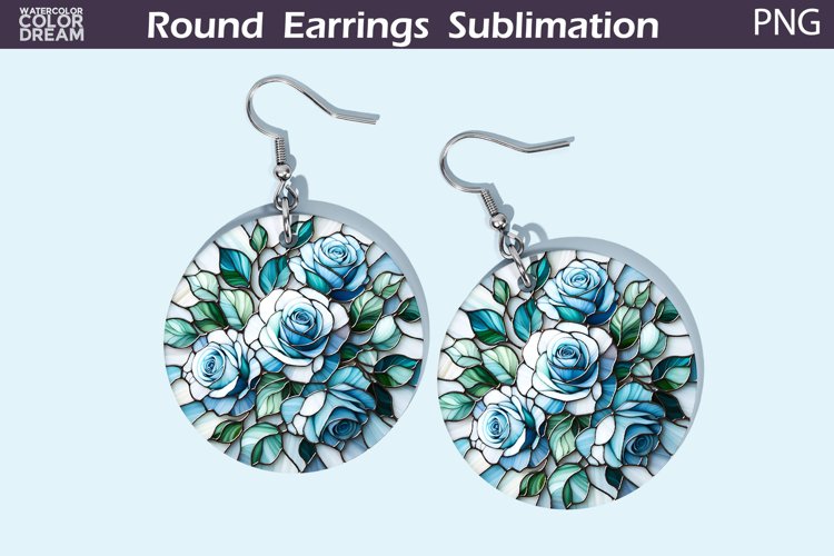 Roses Round Earrings | Flowers Stained Glass Earrings