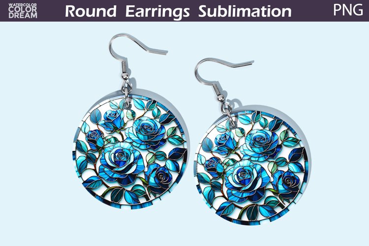 Roses Round Earrings | Flowers Stained Glass Earrings