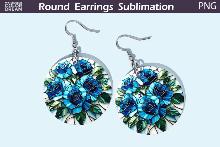 Roses Round Earrings | Flowers Stained Glass Earrings