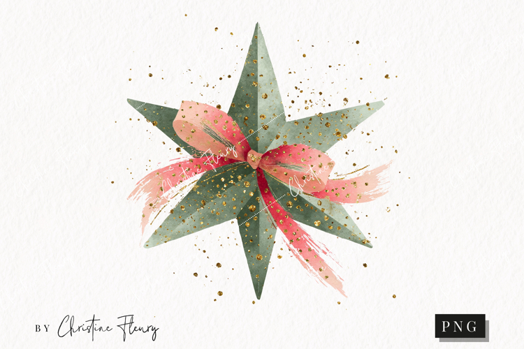 Brush Stroke Christmas Star Clipart | Preppy Christmas PNG