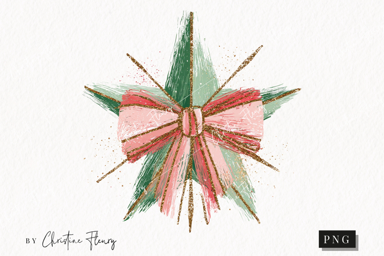 Brush Stroke Christmas Star Clipart | Preppy Christmas PNG