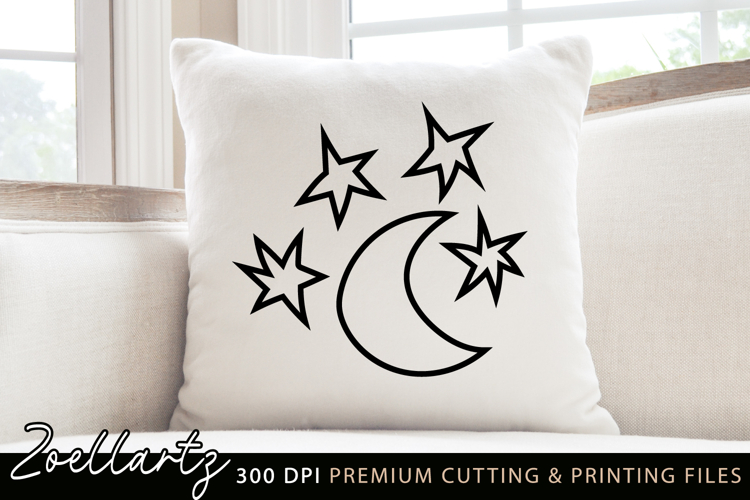 Star and Crescent SVG Cut File Stars Moon Illustration SVG