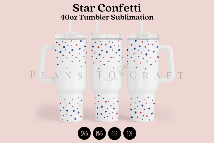 Star Confetti 4th of July 40oz Tumbler Sublimation Wrap