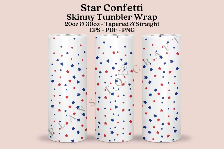 Star Confetti 4th of July Skinny Tumbler Sublimation Wrap
