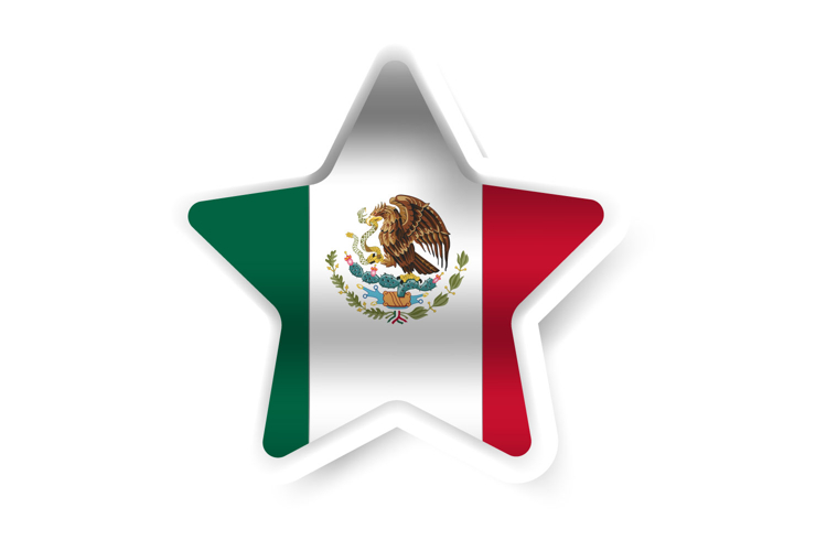 Star shape mexico national flag sticker design