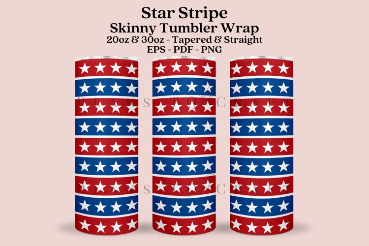 Star Stripe 4th of July Skinny Tumbler Sublimation Wrap