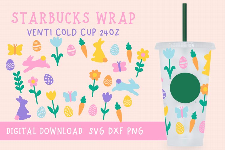 Easter Svg | Starbuck Seamless Full Wrap | Spring Svg example image 1