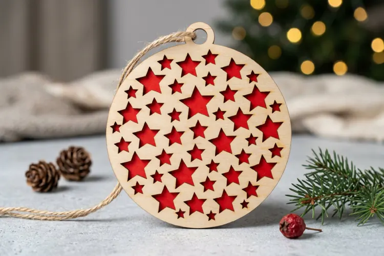 Starry Christmas Bauble SVG Laser Cut Ornament Design