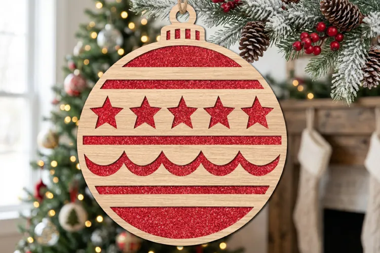 Starry Christmas Ornament SVG Laser Cut Wood Decoration