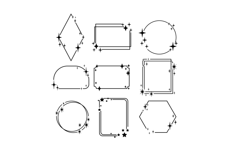 starry frame set cartoon