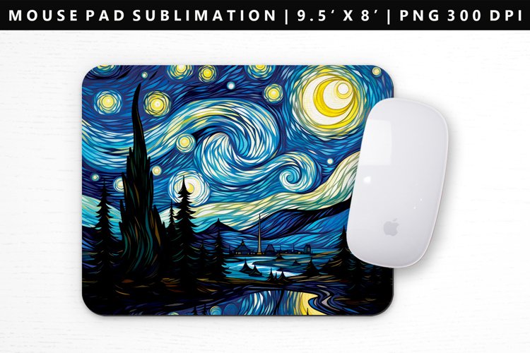 Starry Night Mouse Pad Design | Mouse Pad Sublimation PNG