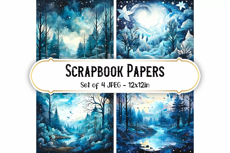 Starry Night Scene Watercolor Backgrounds