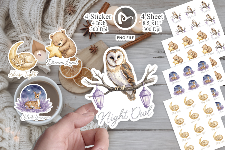 Sleepy Woodland Animals Sticker