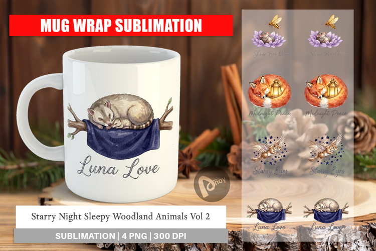 Sleepy Woodland Animals Mug Wrap