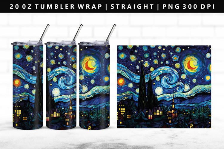 Starry Night 20oz Tumbler Wrap | Sublimation PNG Design