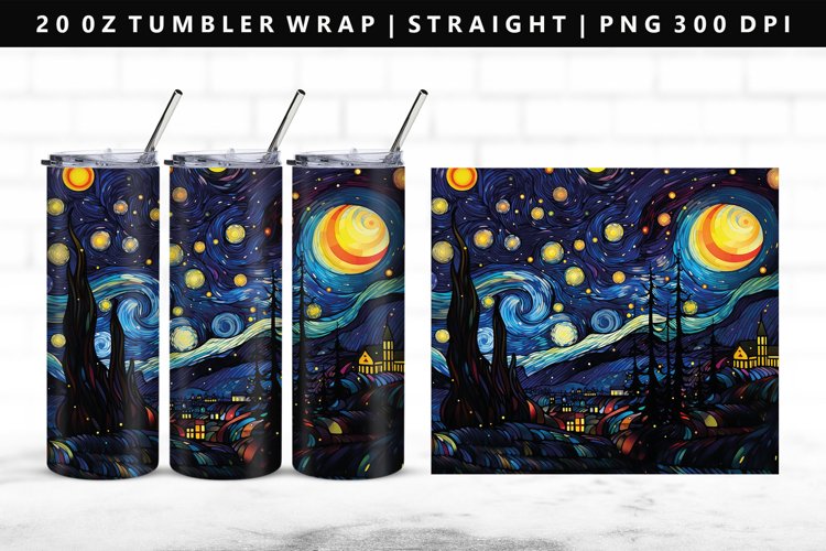 Starry Night 20oz Tumbler Wrap | Sublimation PNG Design