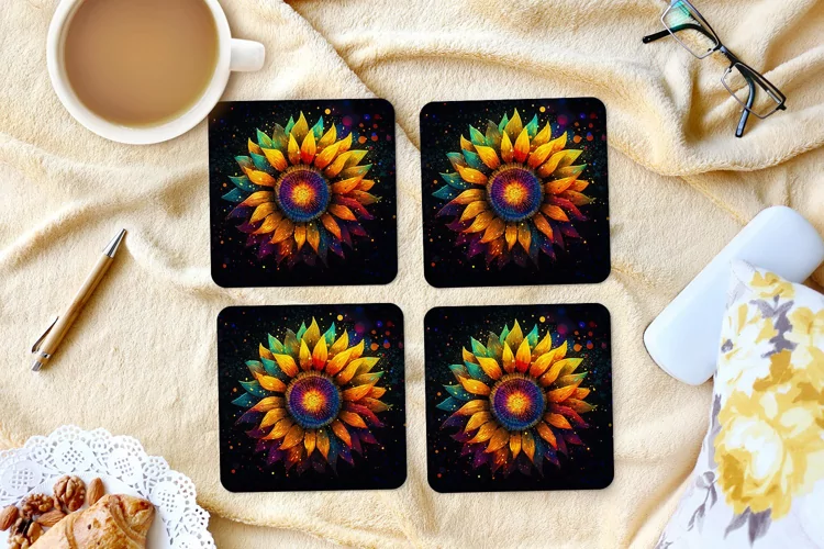Starry Sunflower-4" Coaster Sublimation -PNG Design