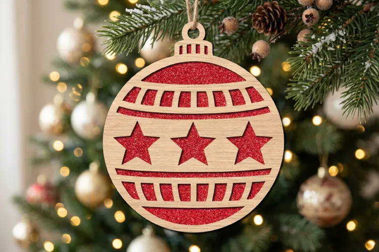 Stars Christmas Bauble SVG Laser Cut Wood Decoration