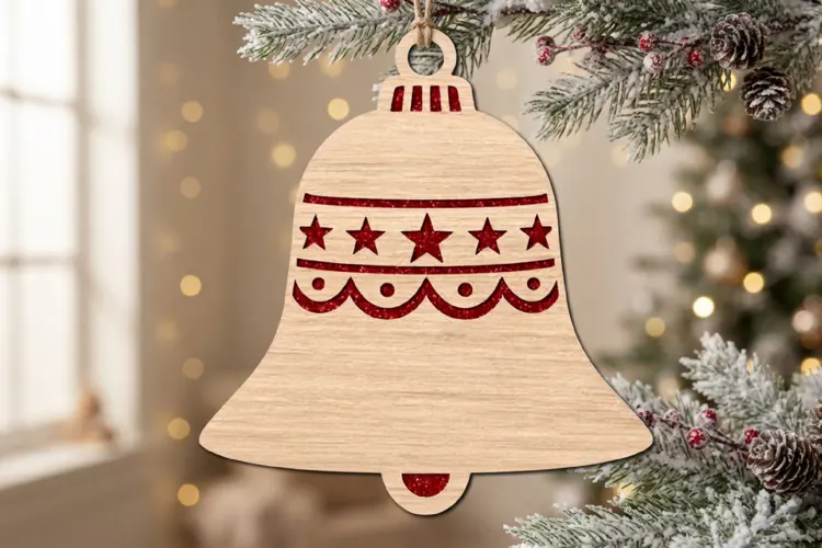 Stars Christmas Bell Ornament SVG Laser Cut File